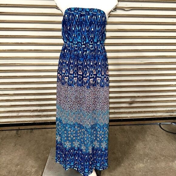 Lane Bryant Maxi Dress strapless geometric and floral design size 14/16 - Picture 1 of 6